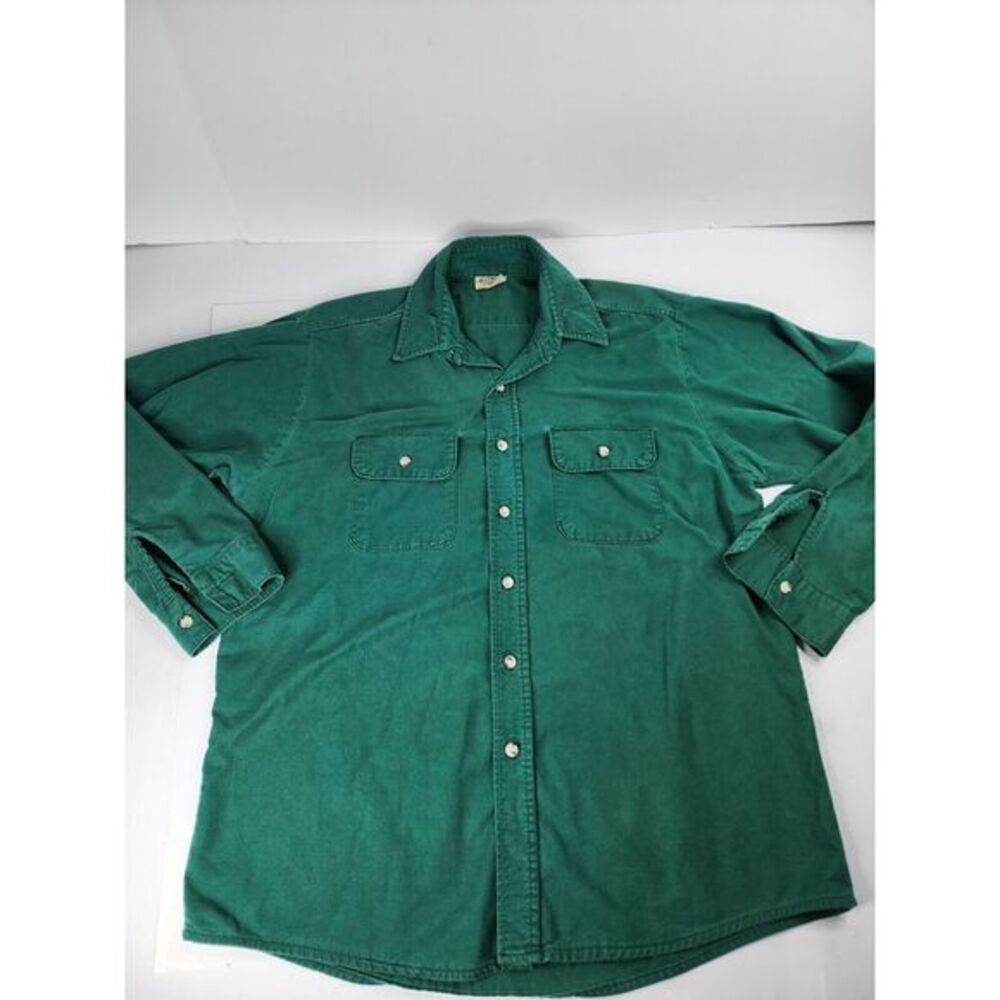 VTG Five Brothers Flannel Shirt Mens Large TallMan Green Button‎ Up Western USA